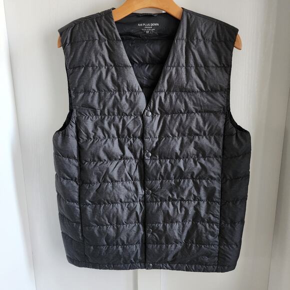 POLHAM Air Plus Down Puffer Vest Men's Large Snap Front Charcoal Gray Packable - Picture 3 of 8